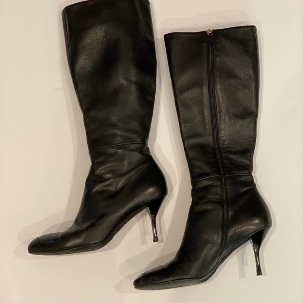 Gucci Black Stiletto heel leather boots 38.5